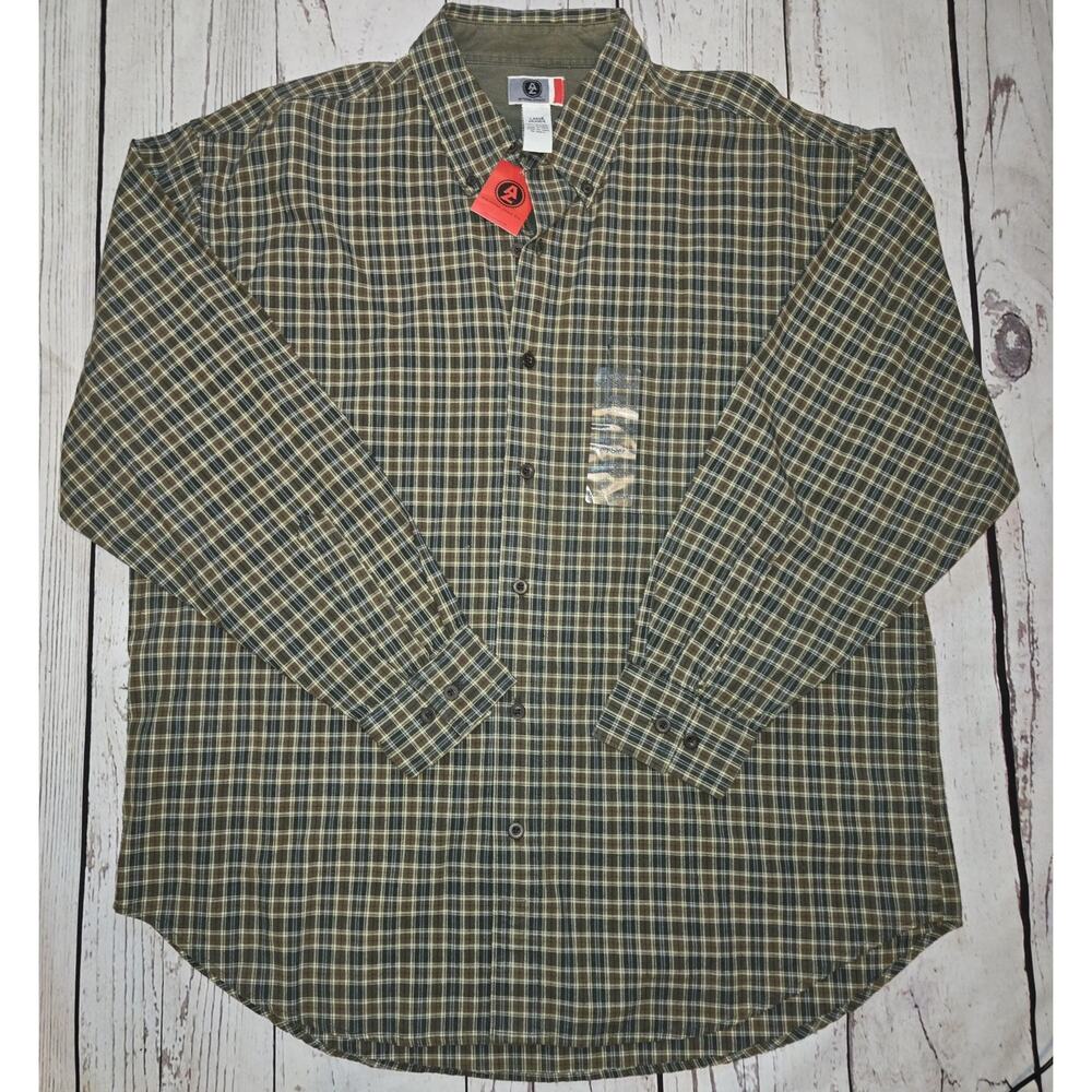 Arizona Jeans Men's Green Plaid LS Shirt Classic-Fit Size Large VTG 90'S NWT